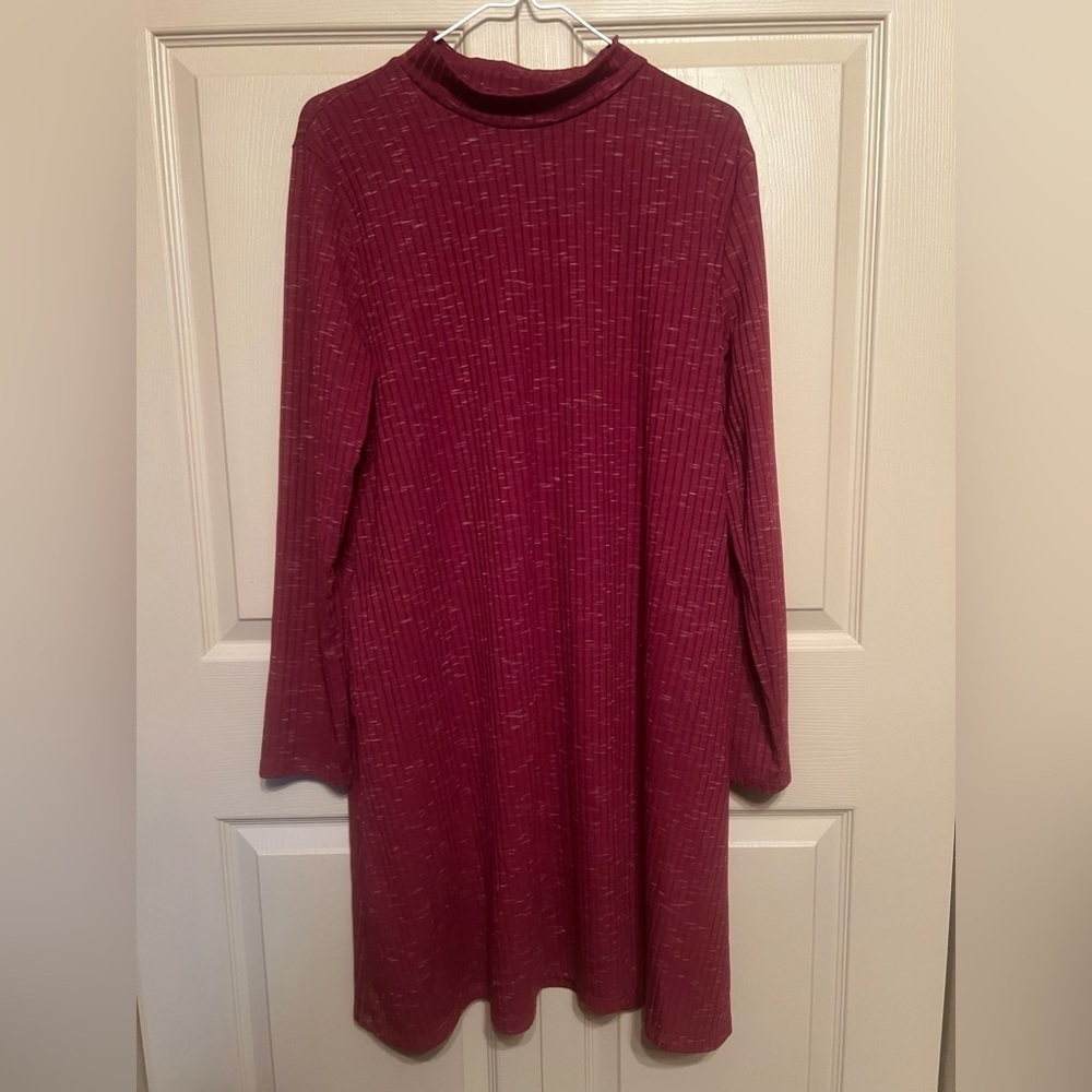 Faded Glory Burgundy Red Long Sleeve Mock Neck Sweater Dress